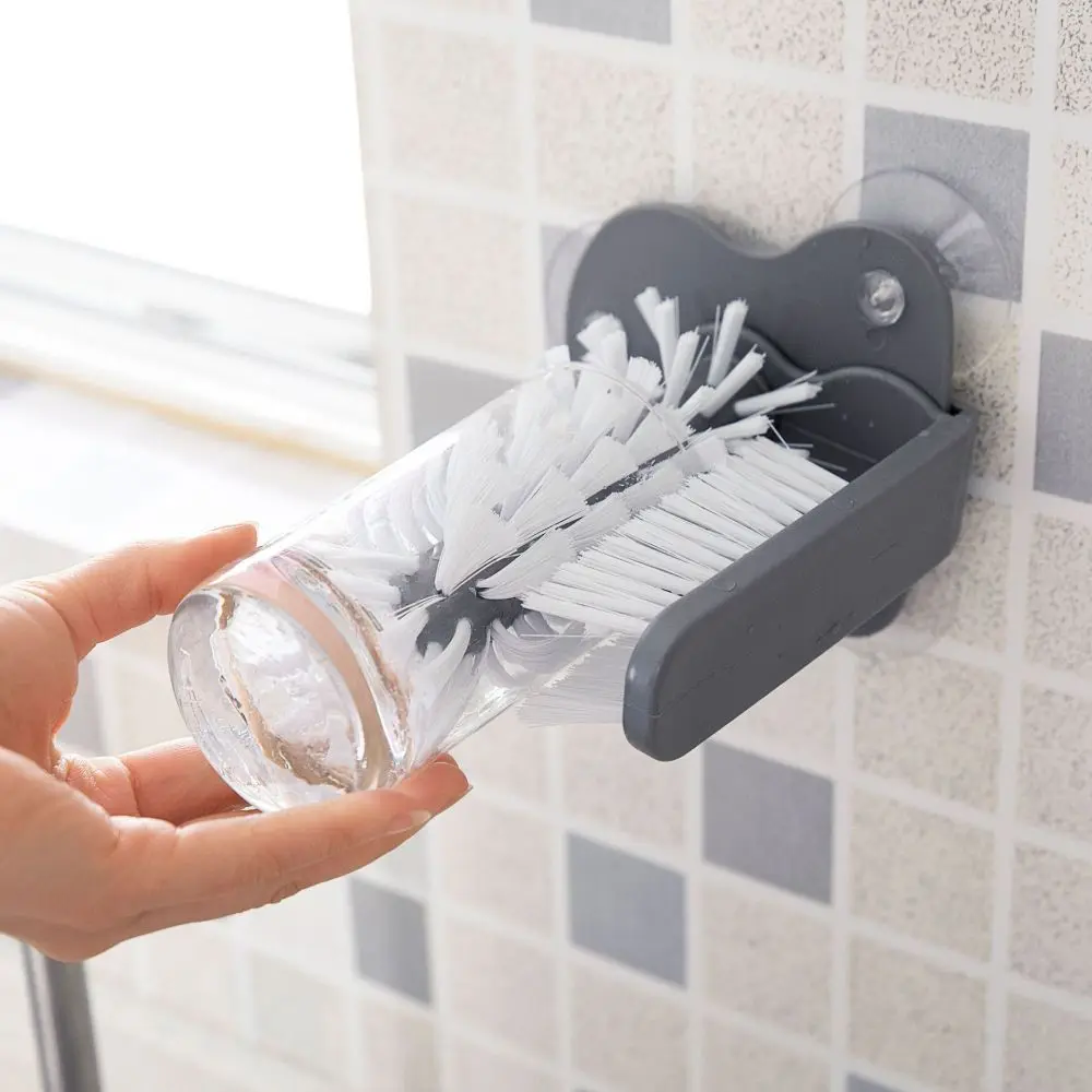 360° Water Cup Bristle Brush Suction Wall Lazy Glass Cup Washing