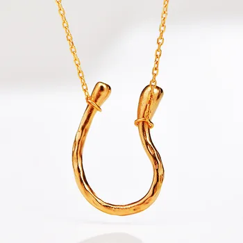 

Minority design horseshoe necklace online celebrity Bo suggy with sterling silver gold-plated stacked U-shaped necklace women