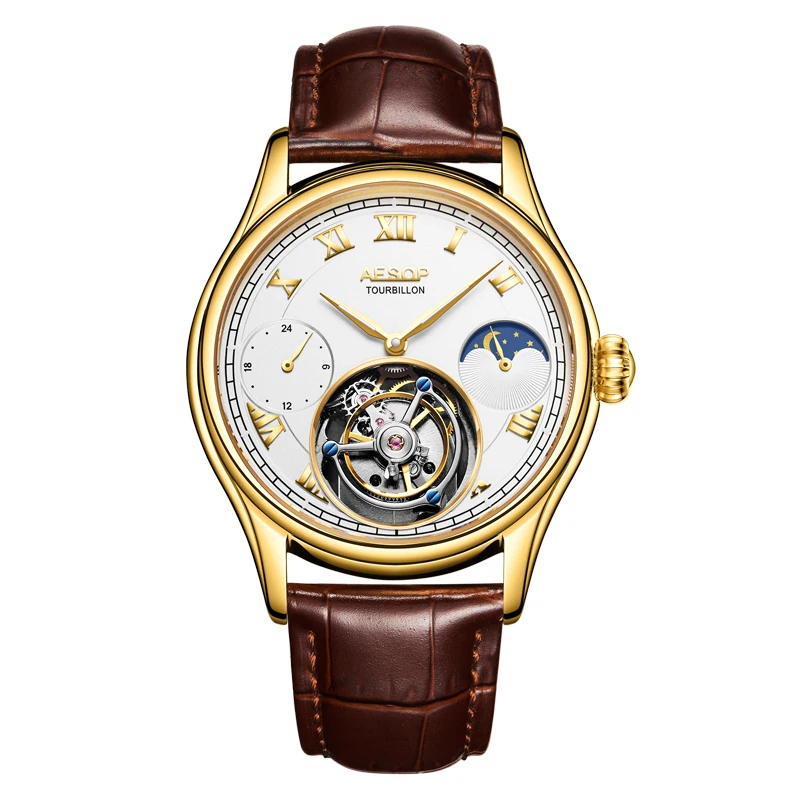 Элитный бренд 100% реальные Tourbillon Для мужчин часы автоматические механические