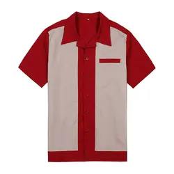 Рубашка с вертикальными полоками мужские дизайнерские рубашки Красная футболка Ретро Hombre Боулинг Платье На Пуговицах Мужские рубашки