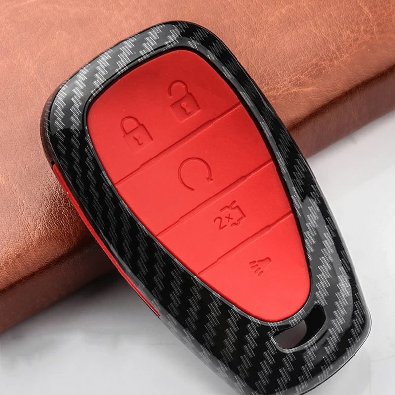 Key Case Cover Key Case Car Key Shell Remote Control Case Cover Silicone ABS Carbon fiber Car Smart Key Cover Case Bag For Chevrolet Malibu Equinox Cruze Camaro Accessories