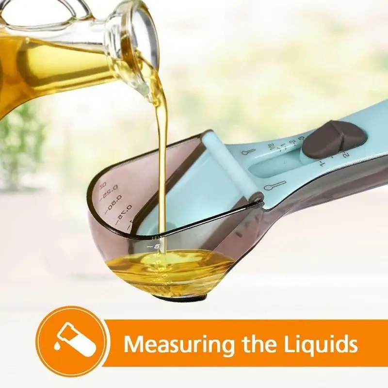 

TAdjustable Measuring Spoons And Cups With Magnetic Snaps Scale For Cooking 5ml to 30ml Adjustable Measuring Scoop Precise Scale