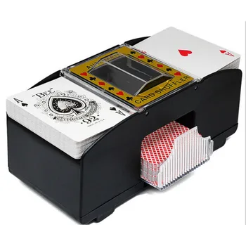 

Black Automatic Card Shuffler 2 Decks For Board Game Poker Playing Cards Wooden Electric Automatic Shuffler