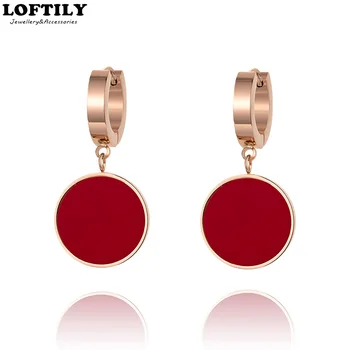 

2020 New Korean Fashion Circle Earrings Red Color Round earrings for women modern female earrings jewelry Party Wedding Earring