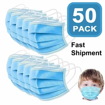 

50pcs Children Mask 3 Layer Elastic Mouth Mask Anti-bacteria Kids Disposable Mask Soft Breathable Nonwoven Masks DROP SHIPPING