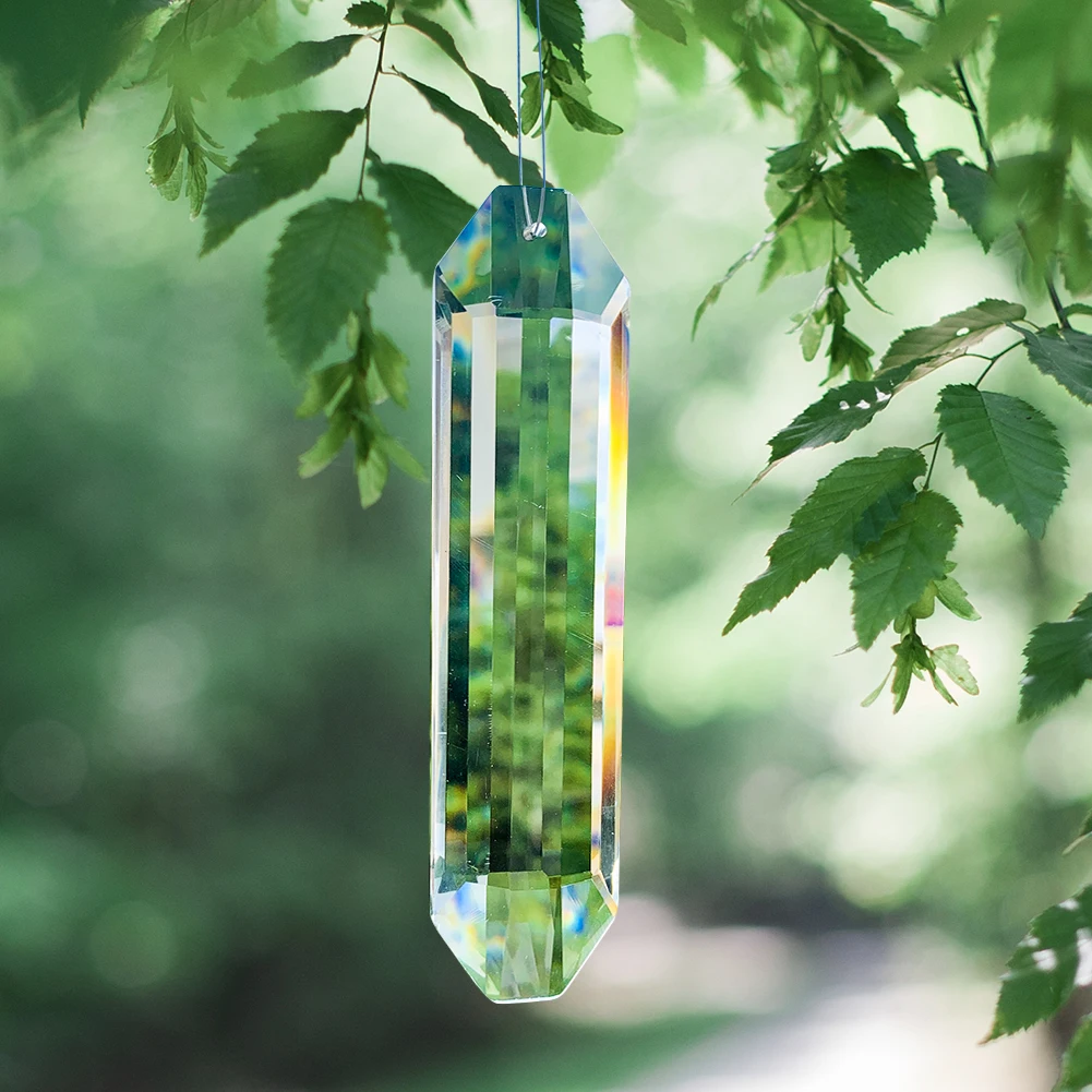 Chandelier Crystal Drops 120mm Clear Pillar Prism Faceted Point Suncatcher Rainbow Maker Feng Shui Hanging Pendant
