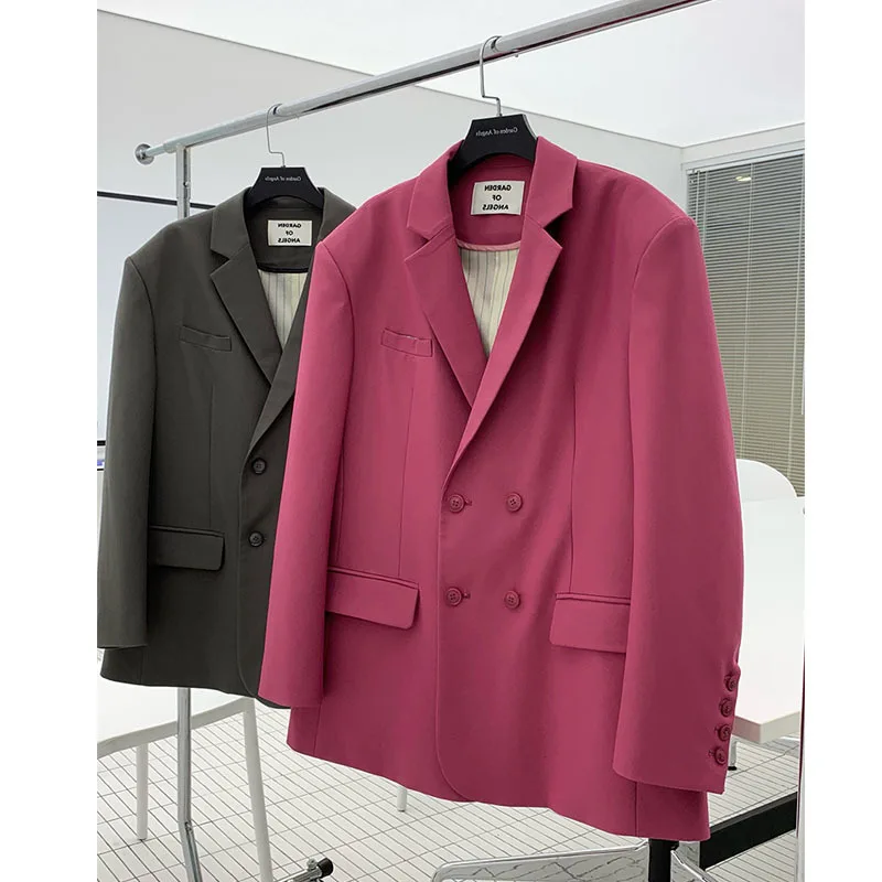 

JESSIC Autumn Double Breasted Oversized Women Jacket Blazer 2021 Full Sleeve Ladies Outwear Tops Stylish Female Suit Coat