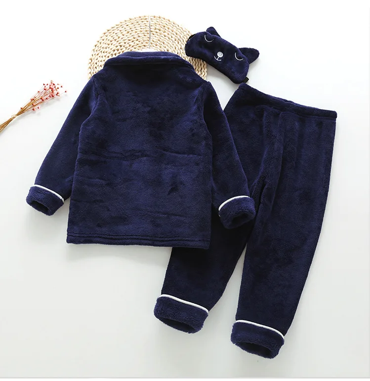 HKXN Winter Pajamas Children Clothing Set Girl Flannel Pajamas Suits Boy Plush Warm Thickened Nightwear Infant Christmas Pajamas