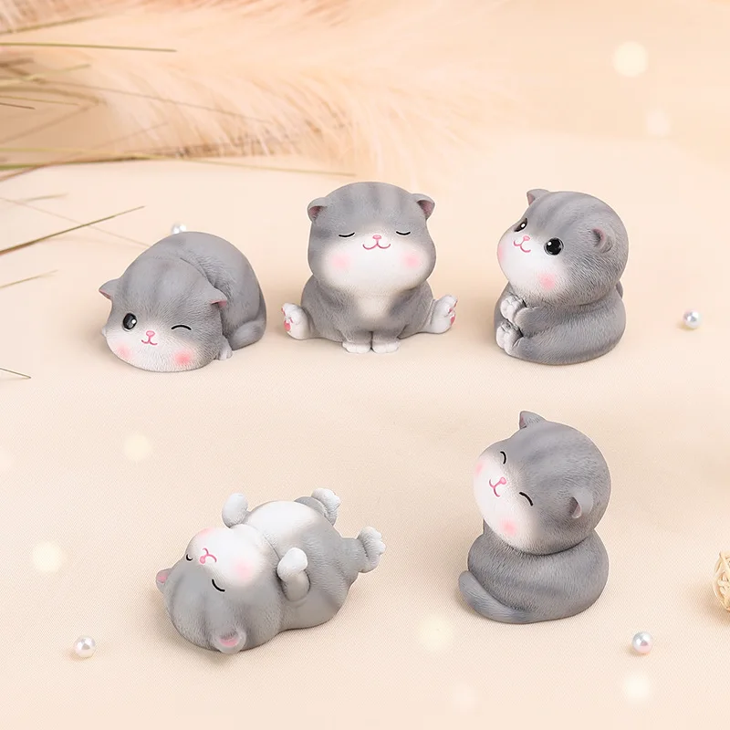 Simulation Mini Cute Cartoon Cat Resin Toy Decoration Creative Home Desktop Car Interior Gift | Игрушки и хобби