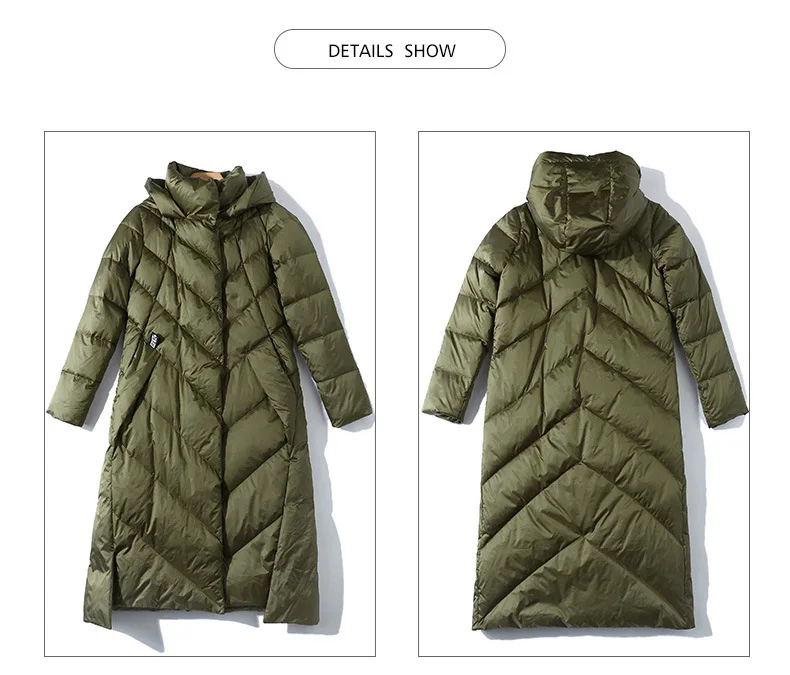 Мягкое пуховое пальто, зимнее роскошное теплое пальто из 90% утиного пуха, женские парки выше колена, длинное теплое пушистое пуховое пальто с капюшоном, F644