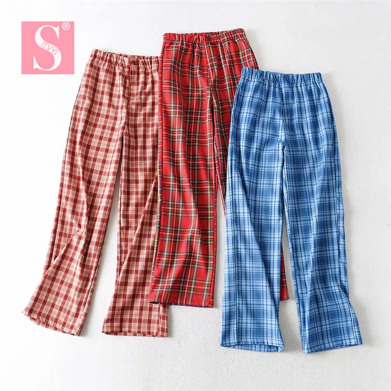 blue tartan pants womens