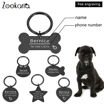 

Personalized Black Engraved Cat Dog Pet ID Tag Dog Anti-lost Collar Charm Pet Name Necklace Collar Puppy Cat Collar Accessories