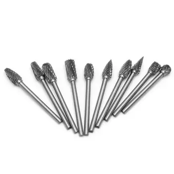 

10pcs 1/8 Tungstens Carbides Burr Rotary Drill Bits Tools Cutter Files Set