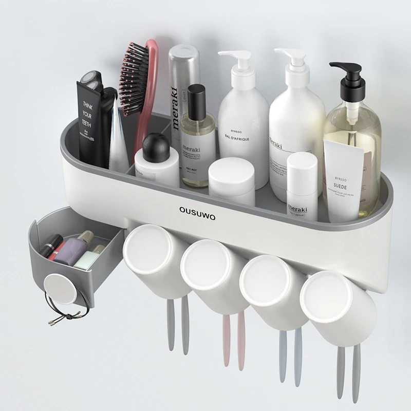 Toothbrush Holder Automatic Bathroom Accessories Set Electric Toothbrush Toothpaste Squeezer Toothpaste Dispenser Wall Mounted