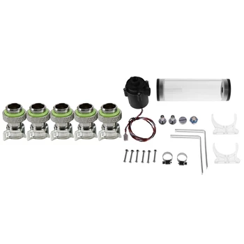 

1set G1/4 Inch Thread Water Tank 12V 19W Pc Water Cooling Sc600 Pump & 5Pcs Barb Fitting Water Cooling Radiator