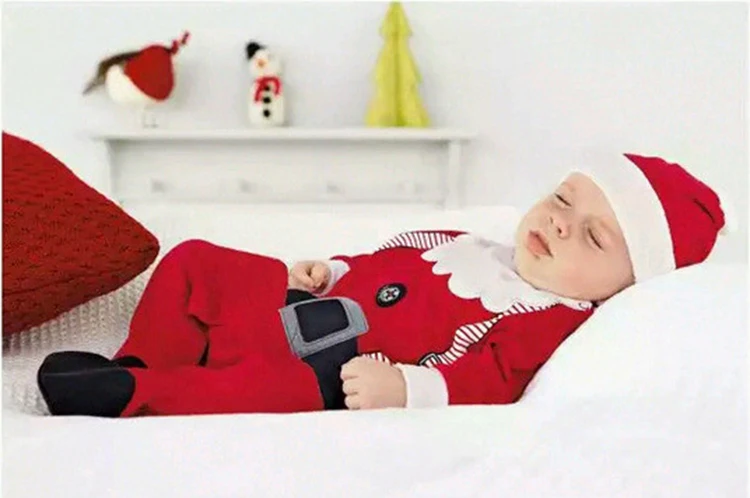 От 0 до 2 лет, Рождественский костюм, комплект одежды для маленьких мальчиков, Детский костюм, топ с длинными рукавами с Санта Клаусом+ штаны+ шапочка+ носки, высокое качество, 4 предмета