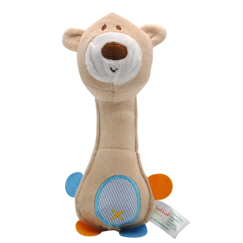 Животные погремушка ручные колокольчики детская кровать мягкие игрушки сенсорная развивающая экшн-игрушка для обучения новорожденного ребенка звуковые погремушки Биби-палка - Цвет: grey bear