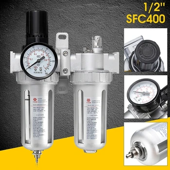 

SFC400 1/2 Inch Air Compressor Oil Lubricator Moisture Regulator Air Source Water Filter With Connecting Pneumatic Parts Tool