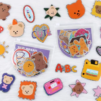 

2 Kinds INS Popular Colourful Laser Stationery Stickers DIY Cartoon Cute Bear Mobile Phone Trunk Wall Decoration Sticker