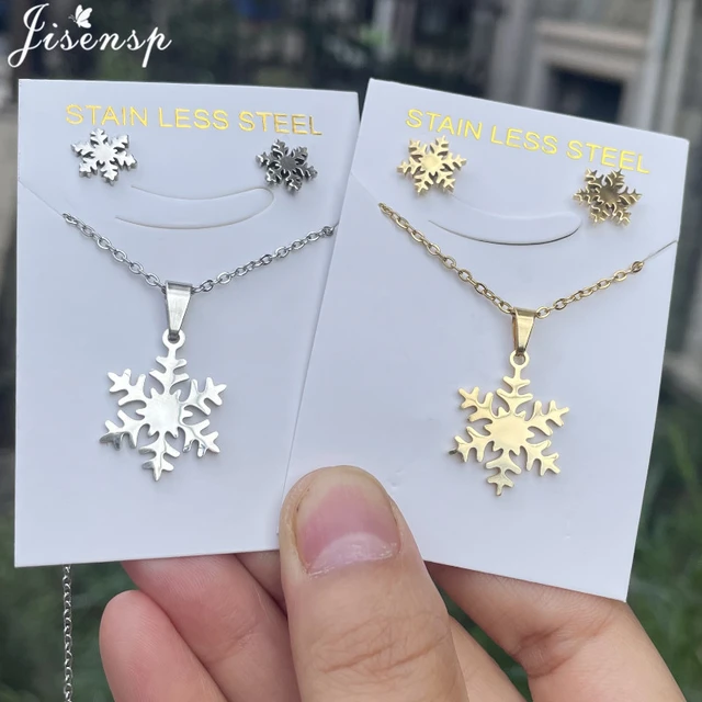 Women's Gold Snowflake Necklaces Set for Women & Girl, 18K Pendant Necklace  With Earrings, Anniversary Engagement Birthday Gift for Girlfriend Wife  Mother price in UAE | Amazon UAE | kanbkam