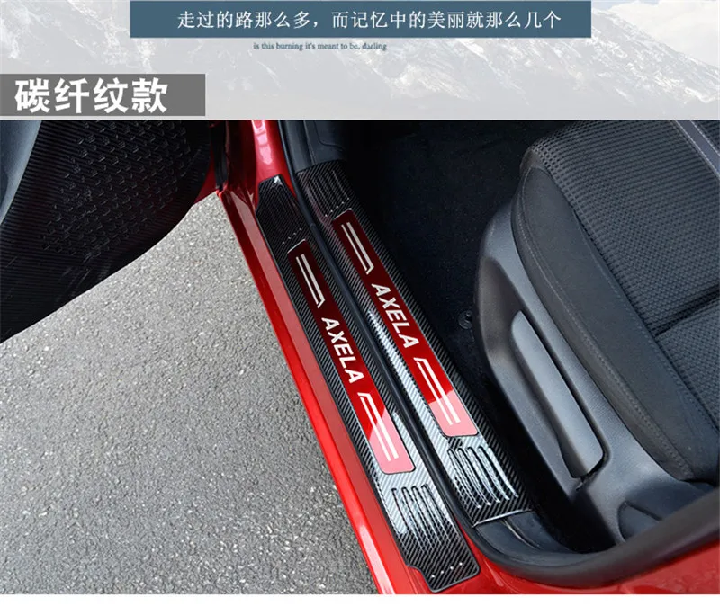 Автомобильный Стайлинг для Mazda 3 Axela автомобильные аксессуары нержавеющая сталь углеродное волокно узор Накладка/порог дверь порог