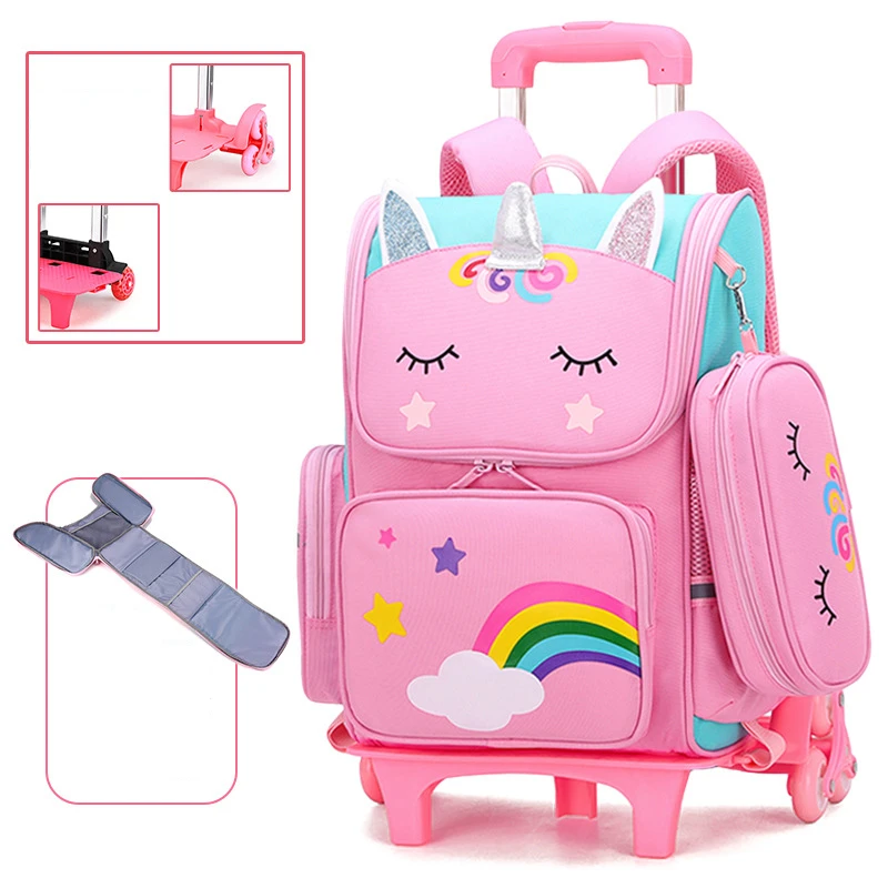 Mochila escolar con para niñas, Juego de 3 unids/set con ruedas, mochila para equipaje escolar, mochila rodante para niños|Mochilas escolares| - AliExpress