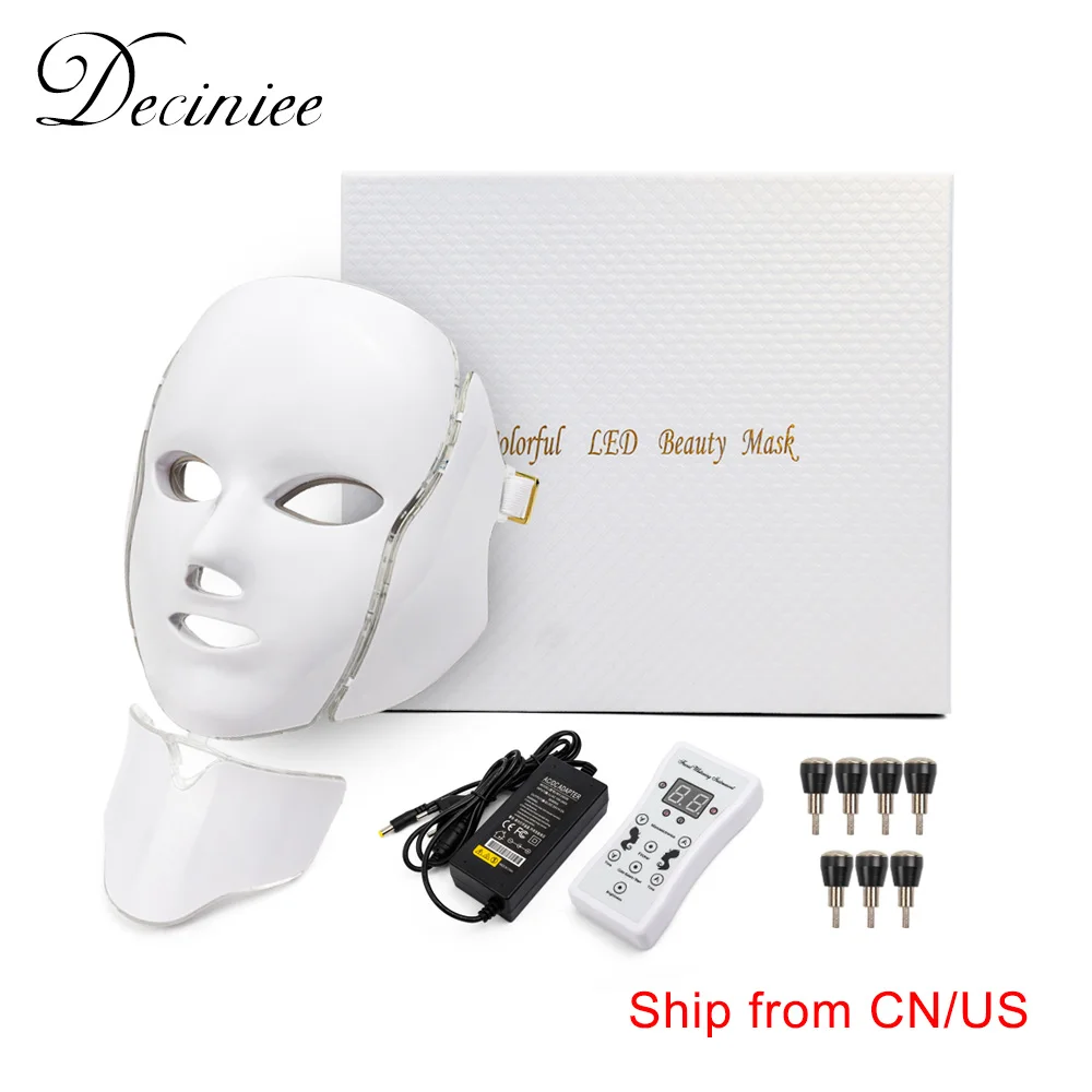 7 Colors Led Facial Mask with Neck Acne Anti Wrinkle Skin Rejuvenation Whitening Beauty Treatment Korean Photon Therapy Spa Home | Красота и