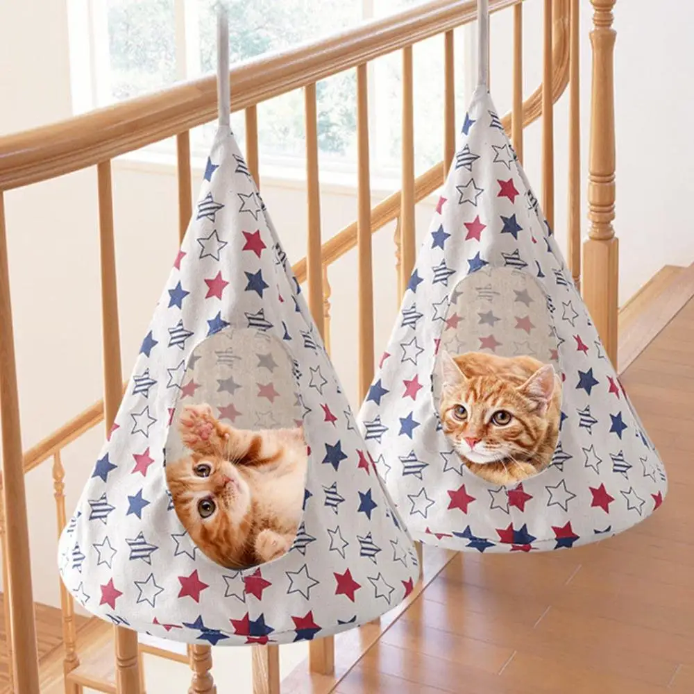 

Cat Hanging Bed Detachable Hammock Ventilate Foldable Space Saving Practical Washable Durable Cone Shape Cage Tent Cover Pet