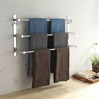 

Towel Holder Multi layer Stagger Bars Rust-free Hygiene Bathroom Rack Towel Shelf Simple Practical Decoration For Balcony Closet