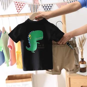 

Summer Kids Sets Boys Fashion Cotton Sets Toddler Boy Clothes Dinosaur Printed PoLo Tops + Shorts Two-piece Children's Sets