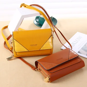 

new mini handbags women fashion simple wide purse shoulder strap bag messenger bag wallet contrast Crossbody Bags For Women 2020