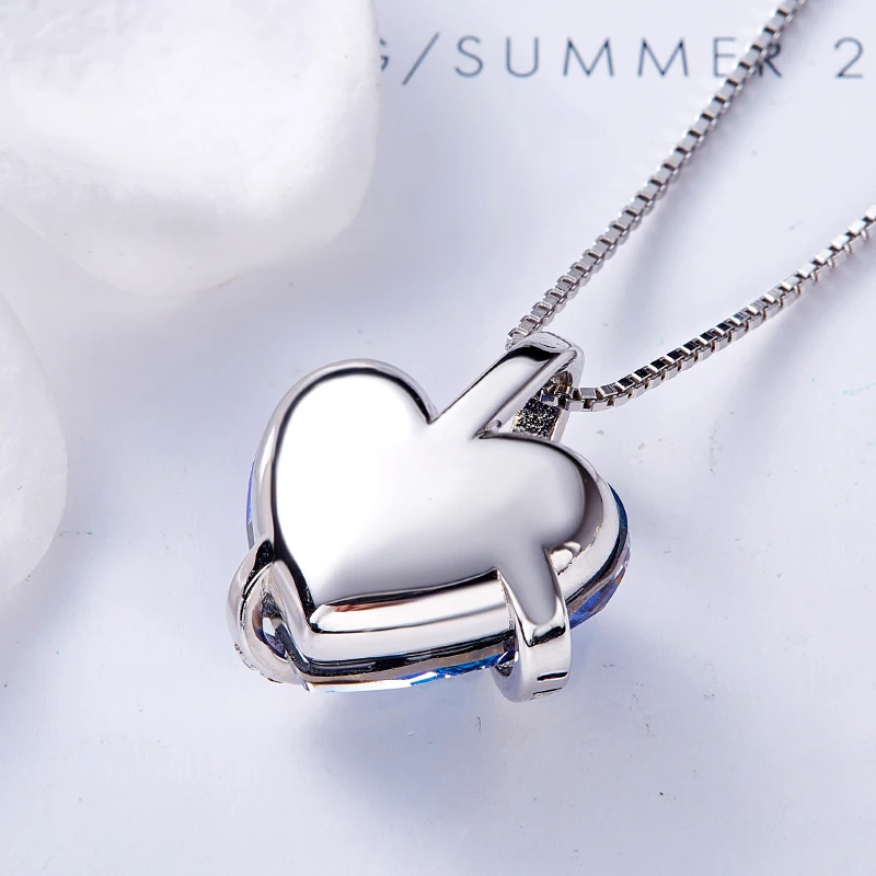 Cdyle 925 стерлингового серебра Love You Forever ожерелье украшено кристаллами Сердце ожерелье колье femme