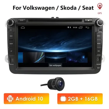 

Hizpo Two Din Car Multimedia Player Android10 Auto Radio For Skoda/Seat/Volkswagen/VW/Passat b7/POLO/GOLF 5 6 DVD GPS 4 Cores 4G