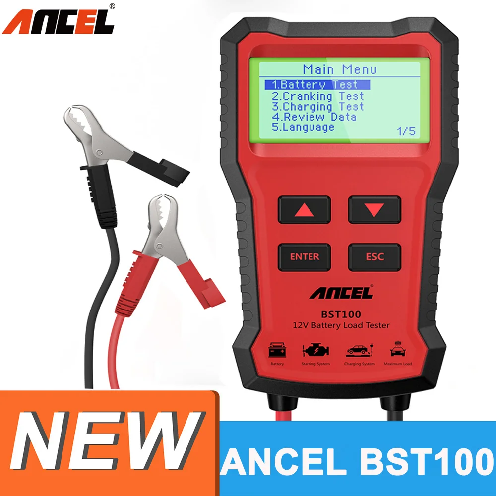 

Car Battery Tester 12V 220Ah 2000CCA Multilingual Battery Test Tool for the Car Boat Quick Cranking Charging Test ANCEL BST100