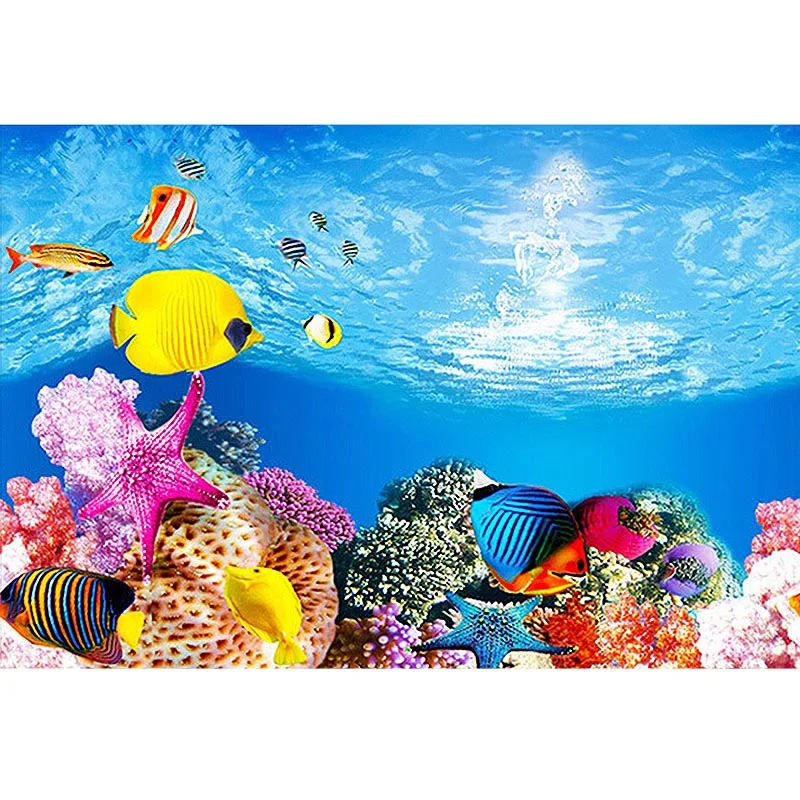 Аквариум наклейка с пейзажем 3D фоновая живопись наклейка плакат аквариум двухсторонний океан море фон растений аквариум Декор - Цвет: As Shown