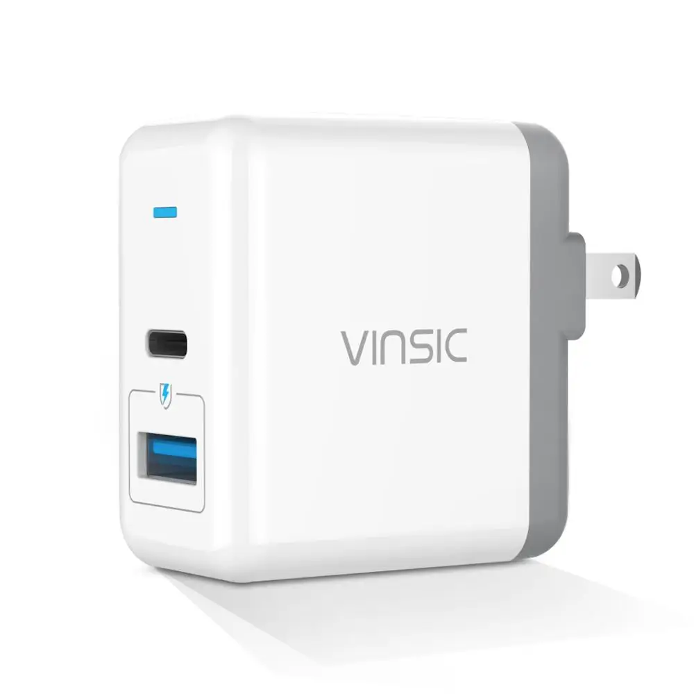 Зарядное устройство Vinsic type-C, 5 В, а, type-c, двойной USB порт, умное настенное зарядное устройство, зарядное устройство для путешествий, штепсельная вилка США для iPhone, ipad, mini, samsung, Xiaomi