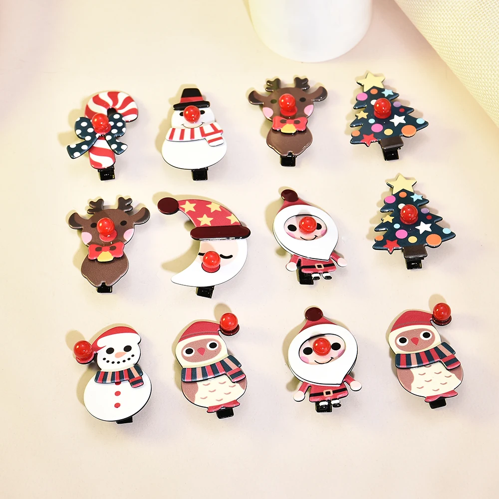 

1PC Random Send Christmas Series Children's New Hairpin Acrylic Baby Cute Word Clip Girl Jewelry Kids Hair Accessories