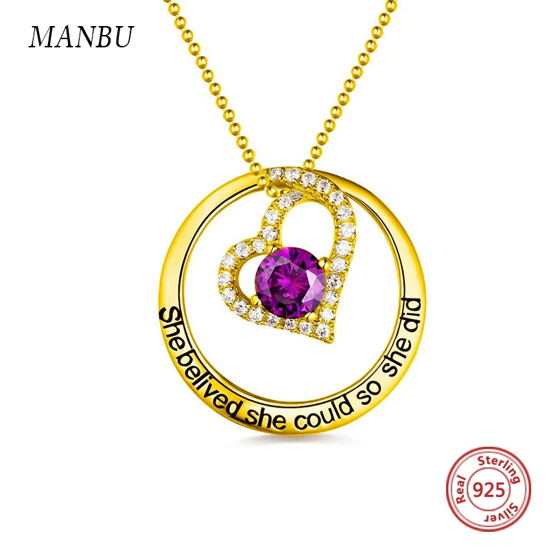 

Cheap 925 sterling silver Personalised Fashion Heart Necklace Customized stone&Letter Nameplate CZ Jewelry for woman wholesale