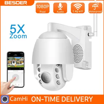 

BESDER 1080P 5x Auto Optical Zoom 2-way Audio IR Night Vision WiFi Mini PTZ IP Camera SONY Sensor Camera Outdoor Security Camera