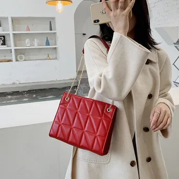 

Fashion Thread Women's Flap Bags 2020 Winter Female Tote Handbag Crossbody Messenger Leather Shoulder Chain Bag for Ladies Solid