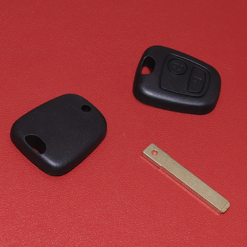 JEAZEA 2 Buttons Remote Car Key Shell Fit for Peugeot 307 2003, 2005-2008 2009 Blade Replacement Remote Black Car Cover Case (8)