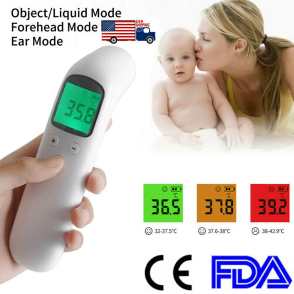 

High Quality Digital LCD Thermometer Non-contact Infrared Forehead Non-touch Body Temperature Gun Safe Convenient Thermometers