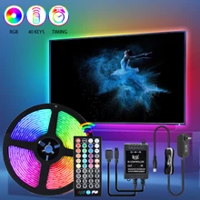 RGB HA CONDOTTO La Striscia Luci di Musica di Sincronizzazione di 50ft 5M 10M 15M 5050 Nastro Diodo IR Remote Controller 12V Adattatore di Alimentazione TV Retroilluminazione Complementi Arredo Casa
