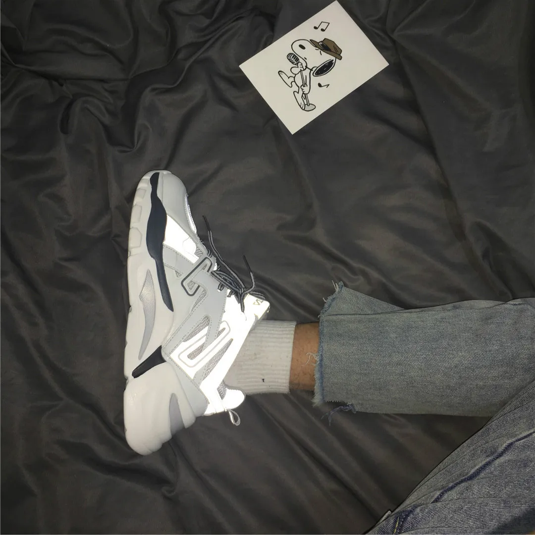 Ins Daddy/Мужская обувь; светоотражающие кроссовки; сезон лето; Zapatillas Deportivas Hombre; модная дышащая повседневная обувь