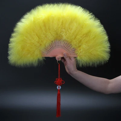 yellow Танцевальное перо, веер для рук, Cheongsam, подиум, перо, веер, Abanicos Para Boda Abanico De Mano, Рождественское украшение для дома, Leque - Цвет: yellow