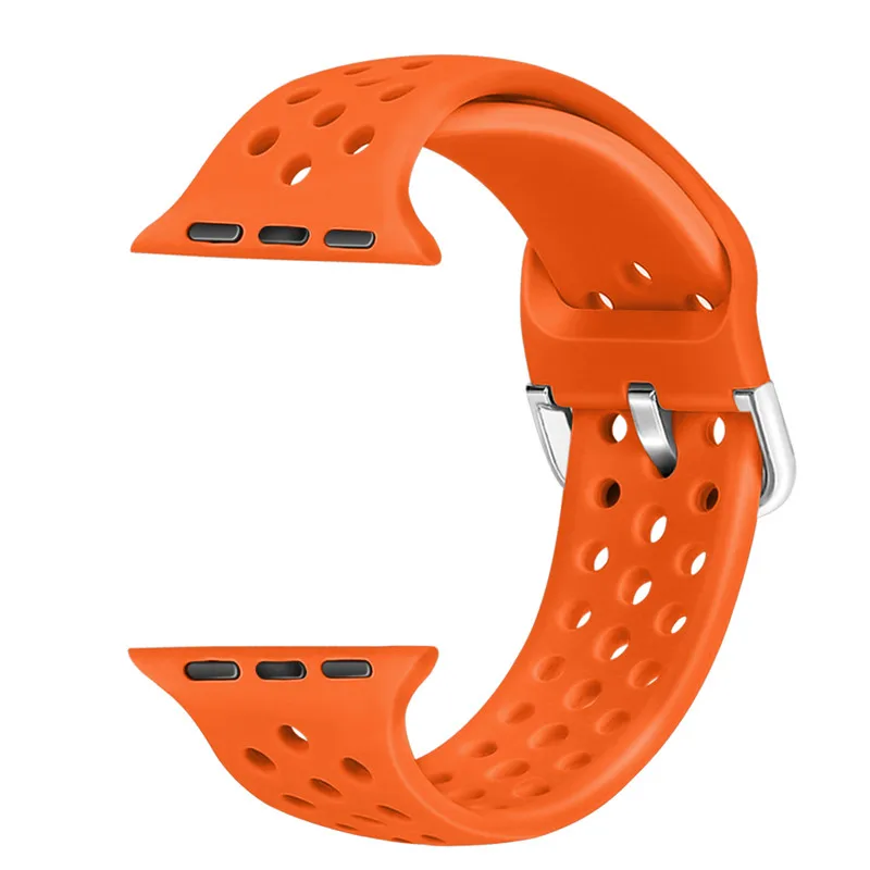 orange Ремешок для apple watch группа 4, версия 1, 2, 3, ремешок 44/40 мм силиконовый браслет для наручных часов iwatch серии, версия 1, 2, 3, ремешок 38, 42 мм, версия дышащий Браслет аксессуар - Цвет ремешка: orange