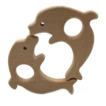 

Baby Teether Pacifier Animal Dolphin Wooden Teething Nursing Chew Necklace Toys