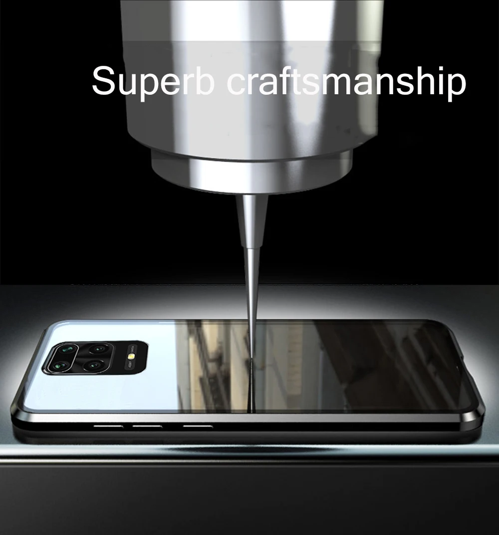 Front + Back Tempered Glass Case For Xiaomi Redmi Note 9s Case Metal Magnetic Adsorption Cover For Xiaomi Redmi Note 9 Pro Max Front + Back Tempered Glass Case For Xiaomi Redmi Note 9s Case Metal Magnetic Adsorption Cover For Xiaomi Redmi Note 9 Pro Max