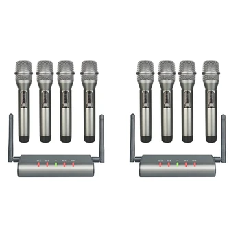 

AM05-4-Channel Wireless Microphone System Quad UHF Wireless Mic 4 Handheld Mics Long Distance Fixed Frequency