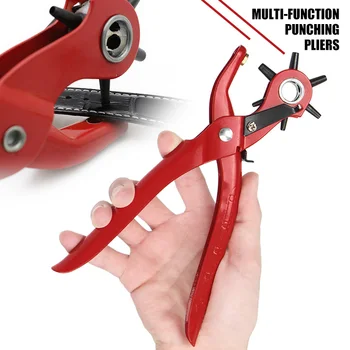 

Belt Punching Pliers Punch Hole Tool Belt Puncher Durable Multifunction Economic Red Revolving Stainless Steel Belts Fabric